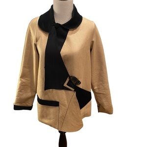 Lee Anderson Asymmetrical Tan and Black Fleece Made in USA. Size Medium. VTG